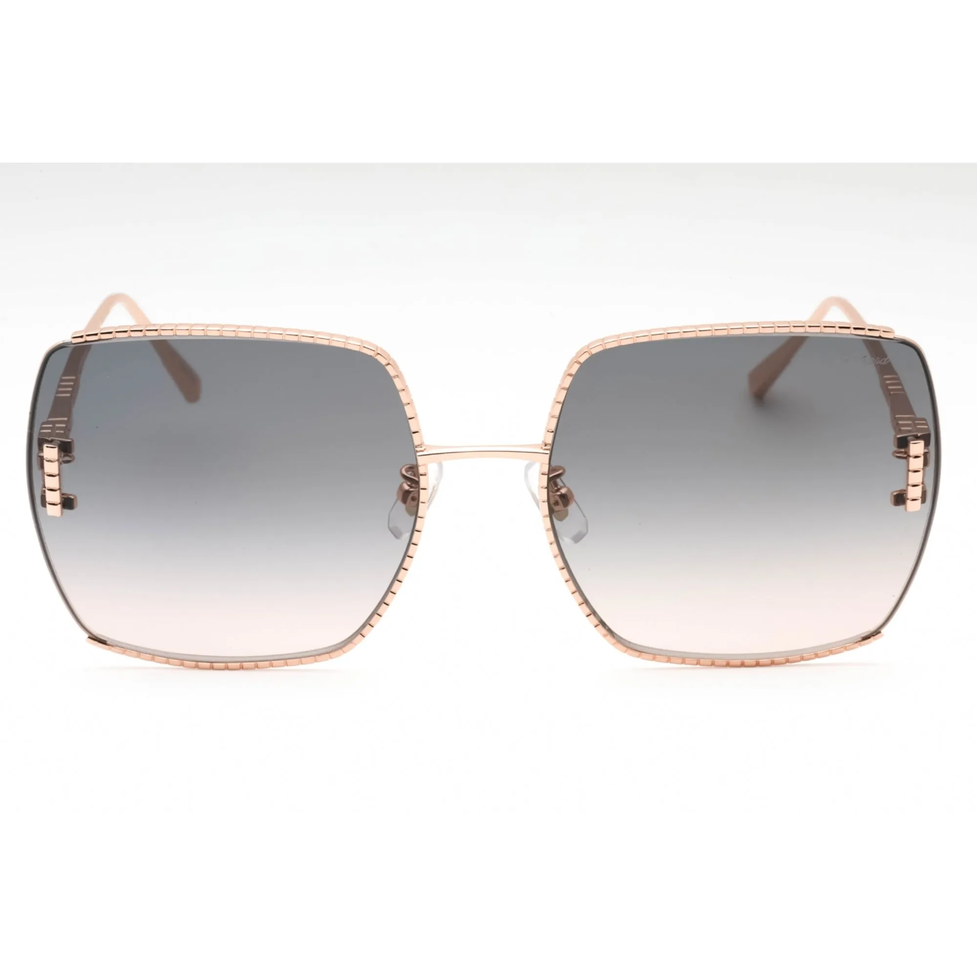 Chopard Women's Sunglasses - Shiny Copper Gold Metal Square Shape Frame| SCHG30M 08FC