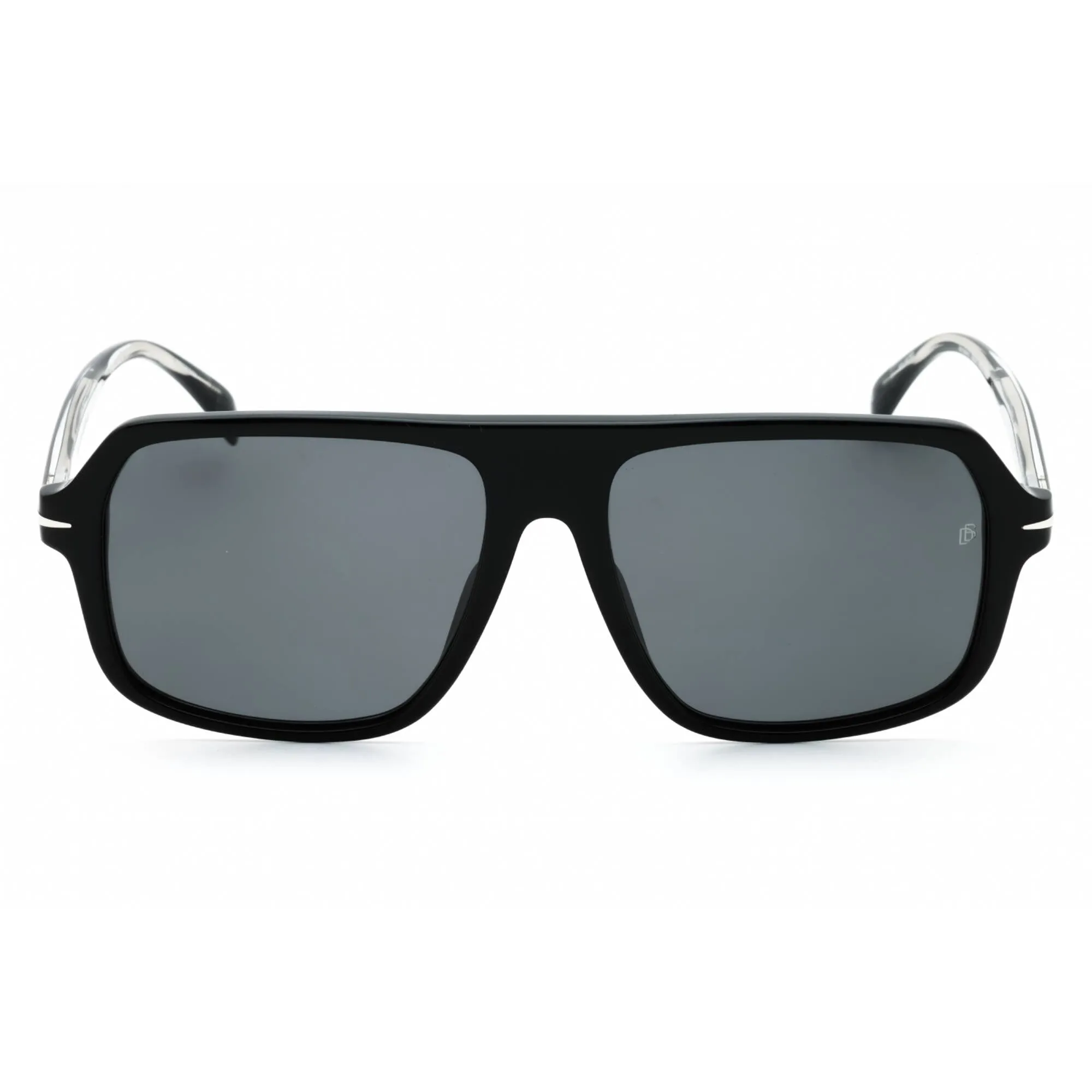 David Beckham Men's Sunglasses - Black Silver Plastic Full Rim | DB 7059/F/S 0BSC M9