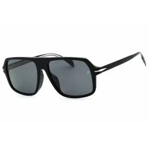David Beckham Men's Sunglasses - Black Silver Plastic Full Rim | DB 7059/F/S 0BSC M9
