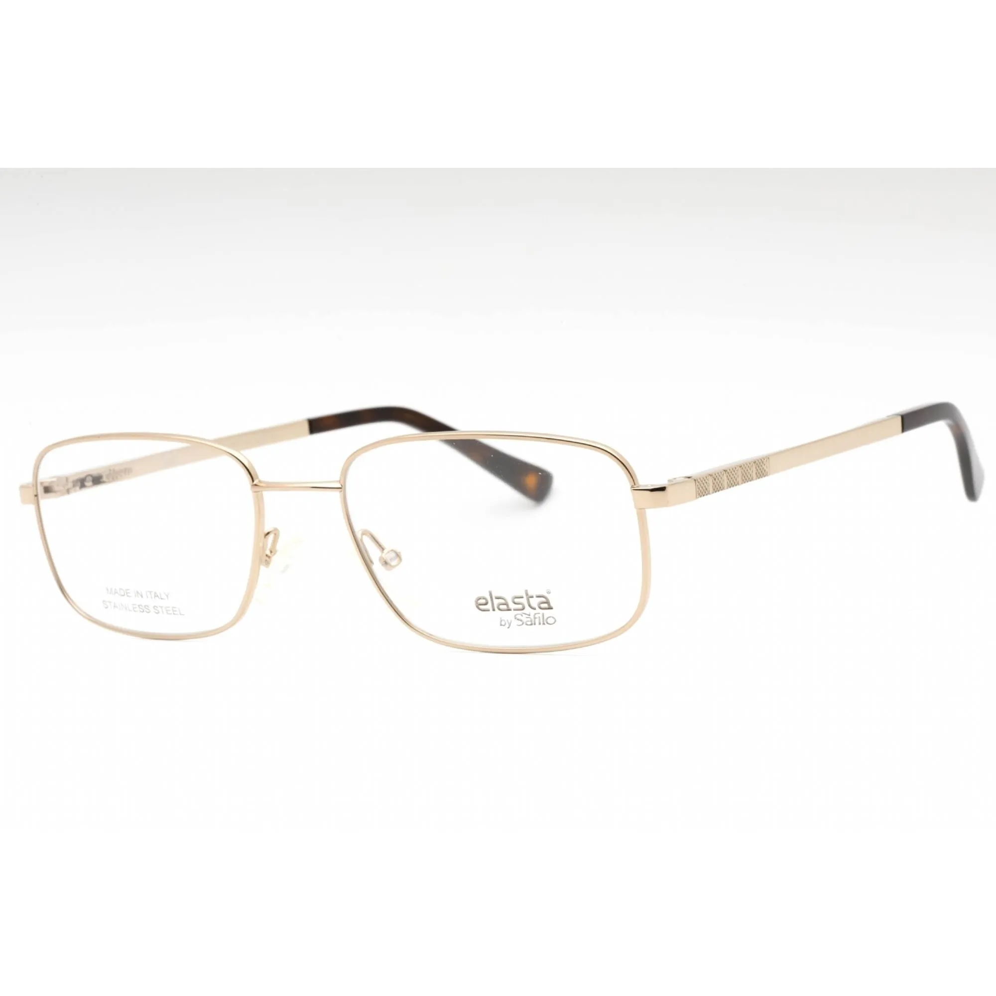 Elasta Men's Eyeglasses - Gold Metal Rectangular Shape Full Rim Frame | E 7245 0J5G 00
