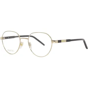 Gucci Men's Eyeglasses - Gold Plastic/Metal Round Shape Frame Demo Lens | GG1162O 001