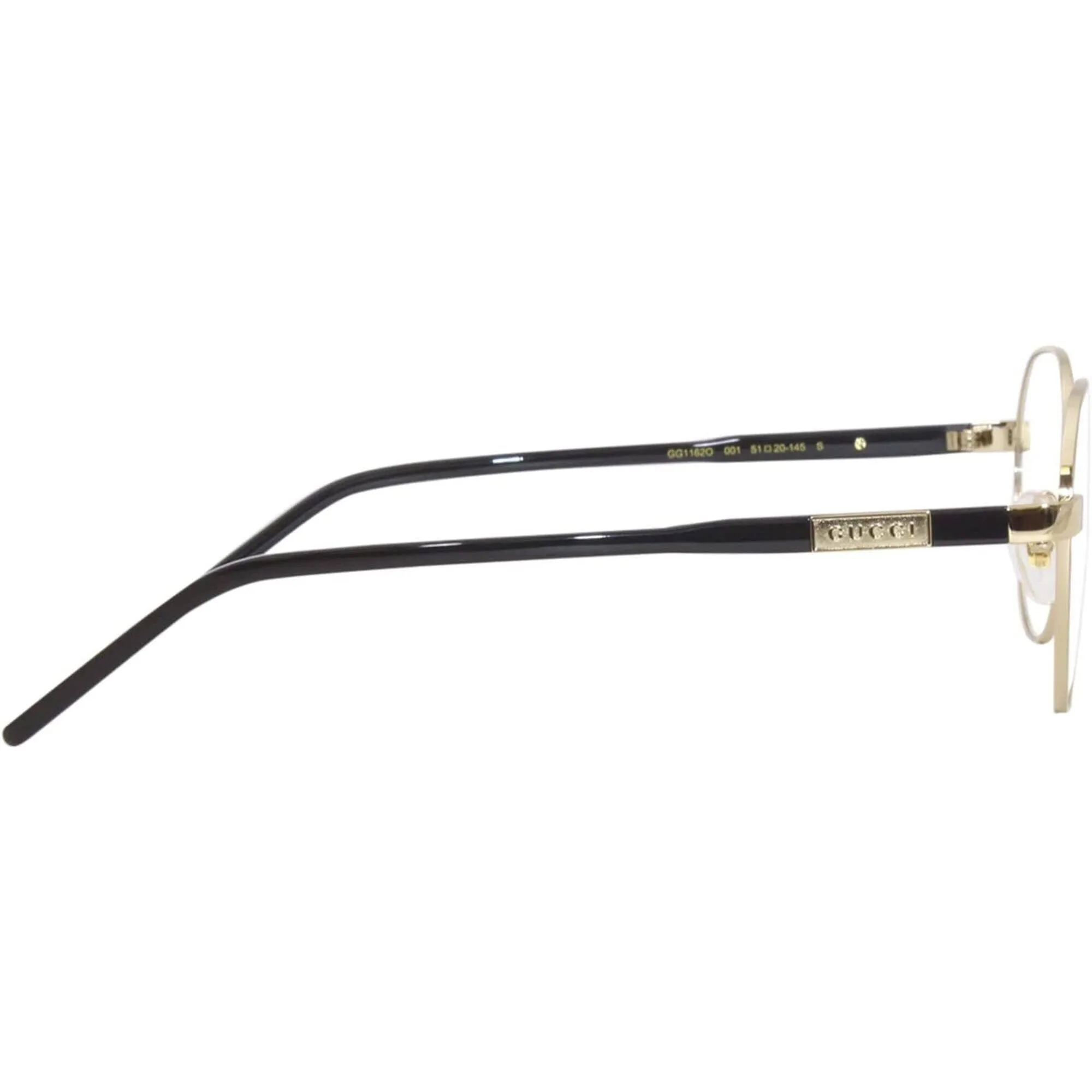 Gucci Men's Eyeglasses - Gold Plastic/Metal Round Shape Frame Demo Lens | GG1162O 001