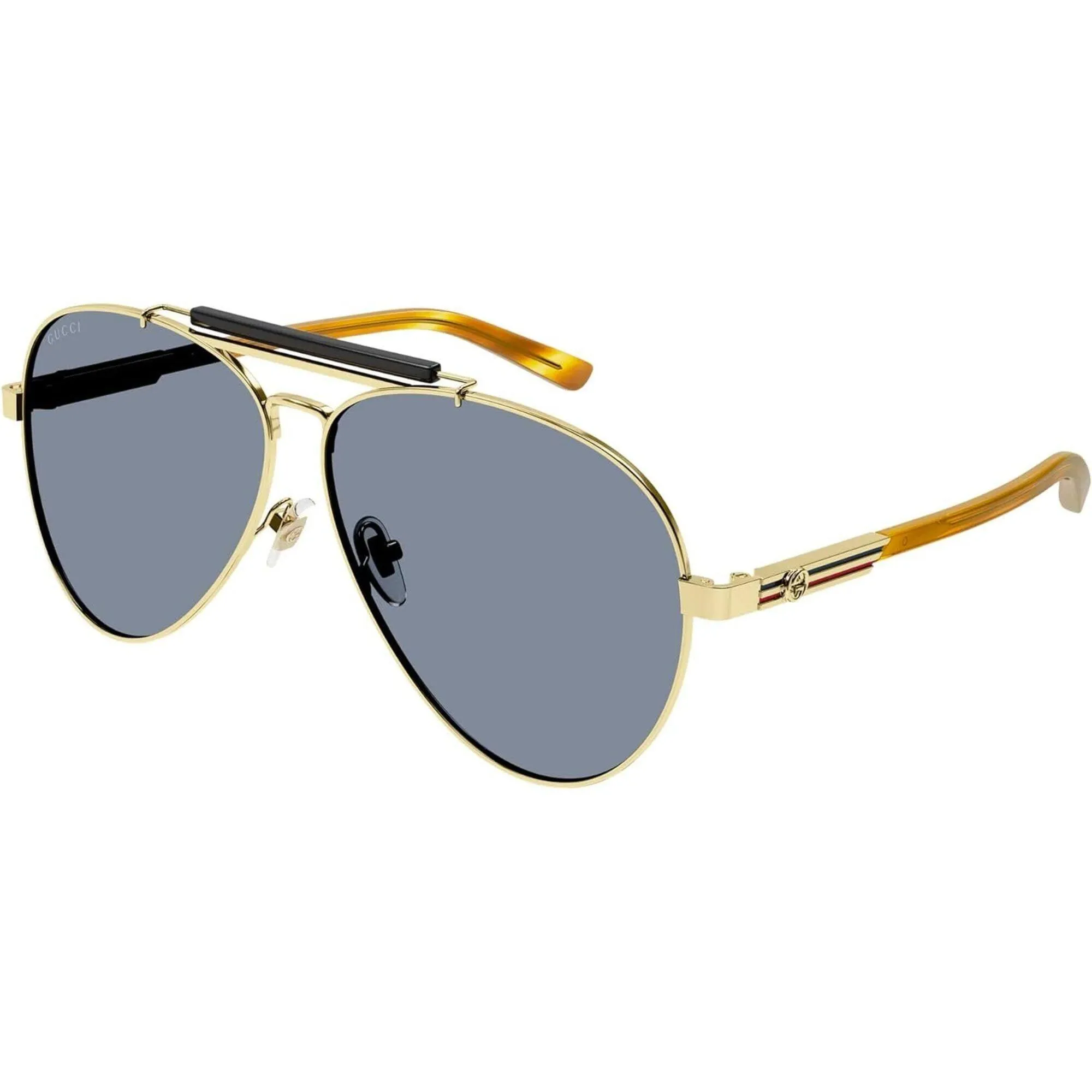 Gucci Men's Sunglasses - Gold Metal Aviator Full Rim Frame Grey Lens | GG1287S 004