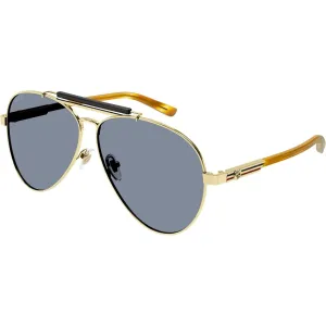 Gucci Men's Sunglasses - Gold Metal Aviator Full Rim Frame Grey Lens | GG1287S 004
