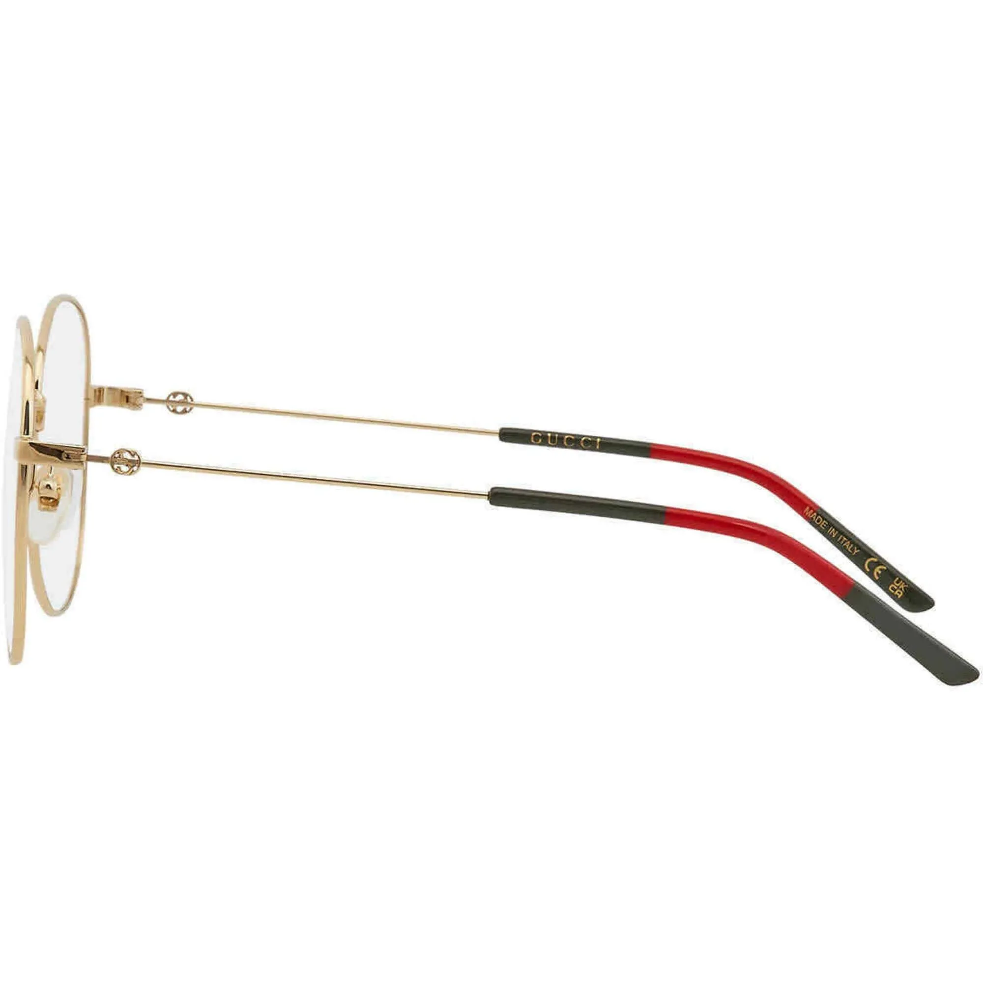 Gucci Women's Eyeglasses - Gold Metal Round Full Rim Frame Demo Lens | GG1201O 001