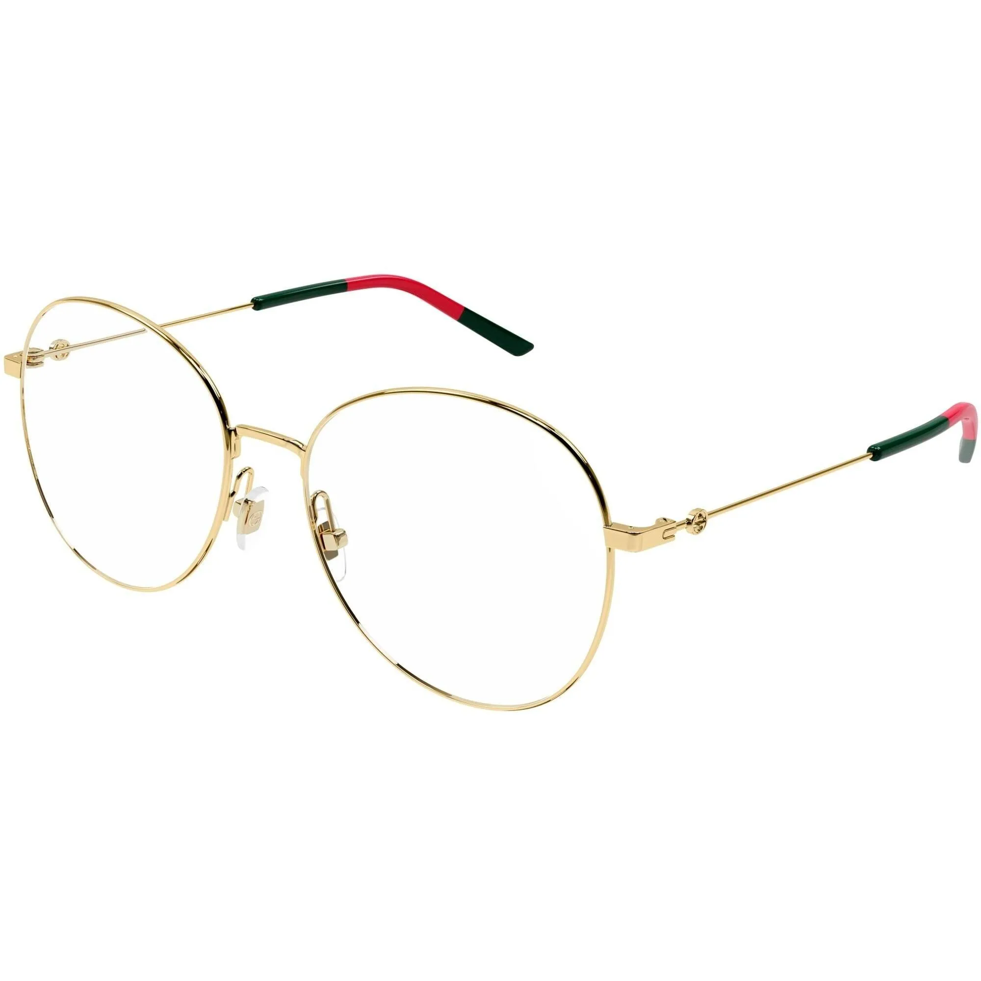 Gucci Women's Eyeglasses - Gold Metal Round Full Rim Frame Demo Lens | GG1201O 001