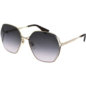 Gucci Women's Sunglasses - Gold Metal Geometric Shape Frame Grey Lens | GG0818SA 001