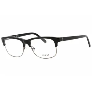 Guess Men's Eyeglasses - Clear Demo Lens Shiny Black Rectangular Frame | GU50081 001