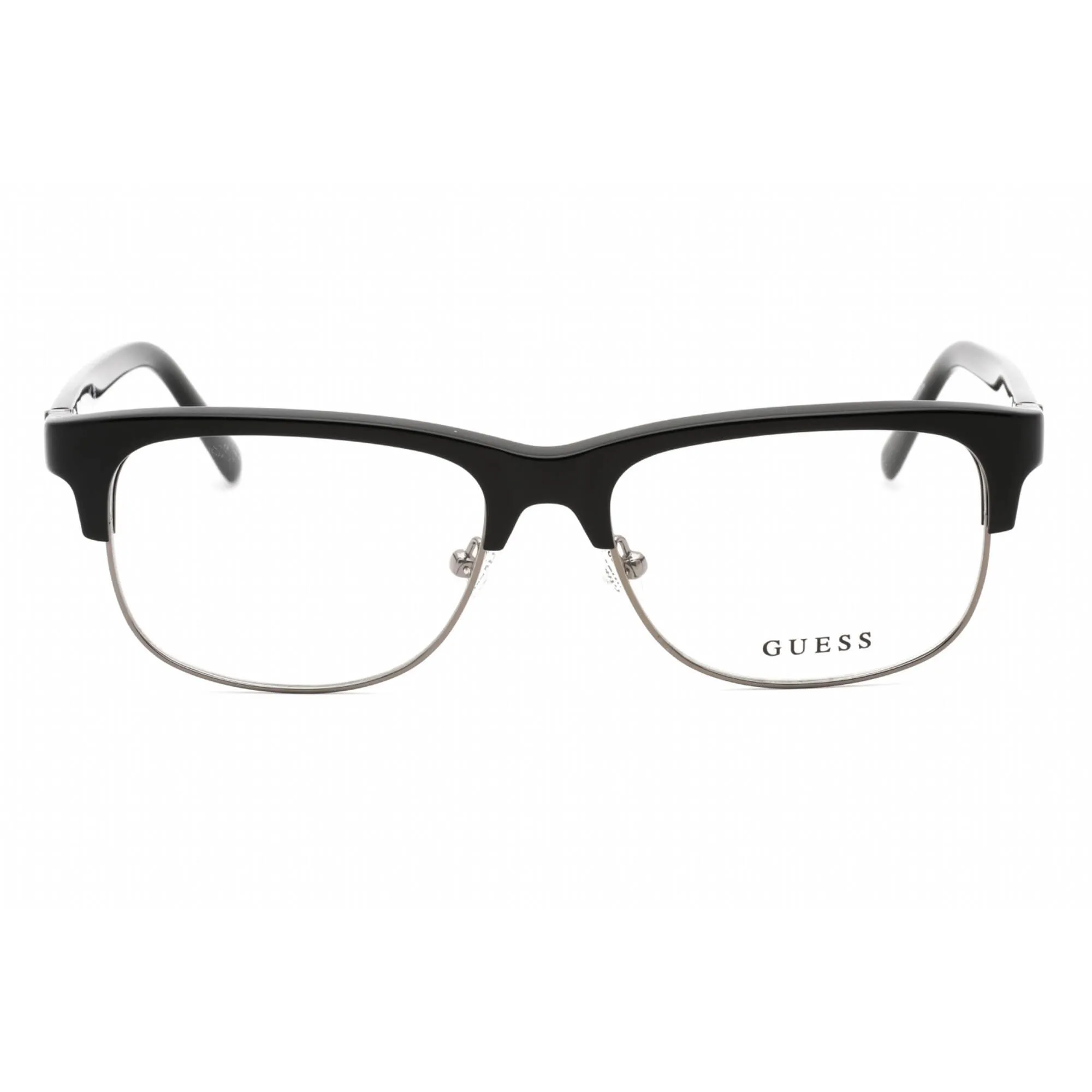 Guess Men's Eyeglasses - Clear Demo Lens Shiny Black Rectangular Frame | GU50081 001
