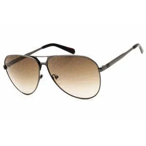 Guess Men's Sunglasses - Shiny Gunmetal Metal Aviator Frame Brown Lens | GU00069 08F