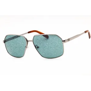 Guess Men's Sunglasses - Shiny Gunmetal Metal Geometric Frame Green Lens | GU00071 08N