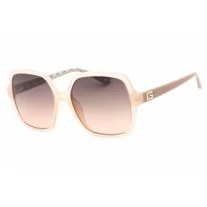 Guess Women's Sunglasses - Full Rim Shiny Beige Plastic Rectangular | GU7921-H 57F