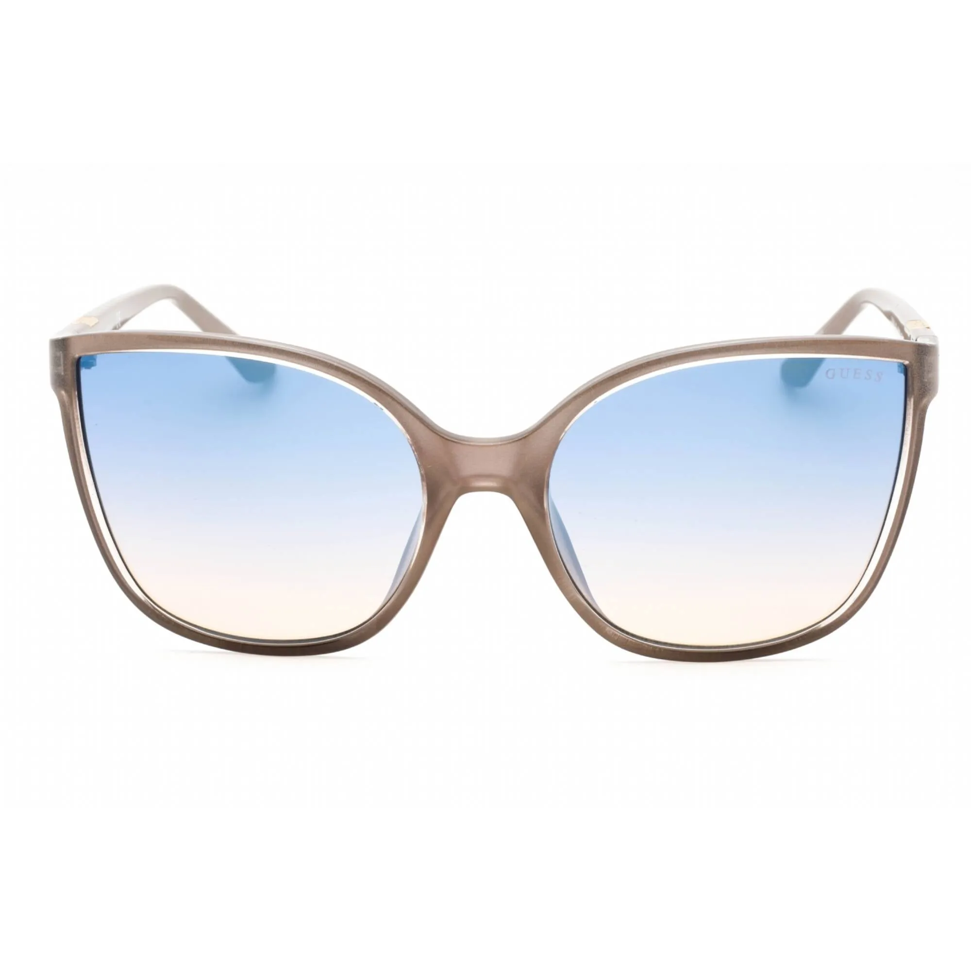 Guess Women's Sunglasses - Shiny Beige Plastic Cat Eye Frame Blue Lens | GU7748 57X
