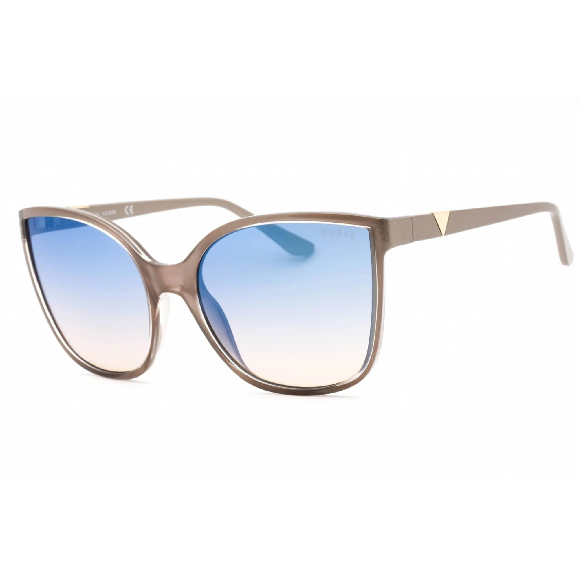 Guess Women's Sunglasses - Shiny Beige Plastic Cat Eye Frame Blue Lens | GU7748 57X