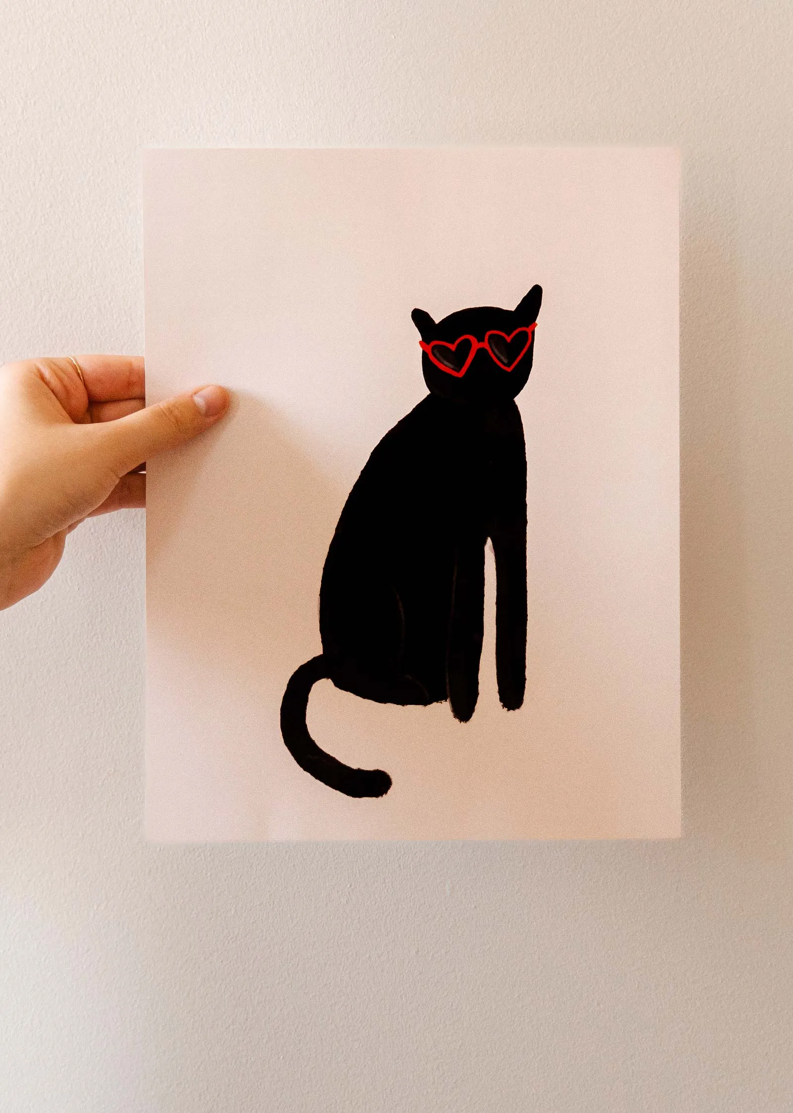 Heart Black Cat Art Print