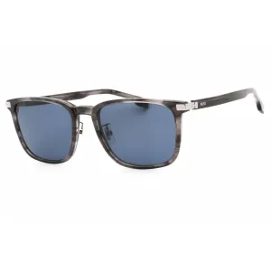 Hugo Boss Men's Sunglasses - Blue Lens Grey Horn Square Frame | BOSS 1406/F/SK 02W8 KU