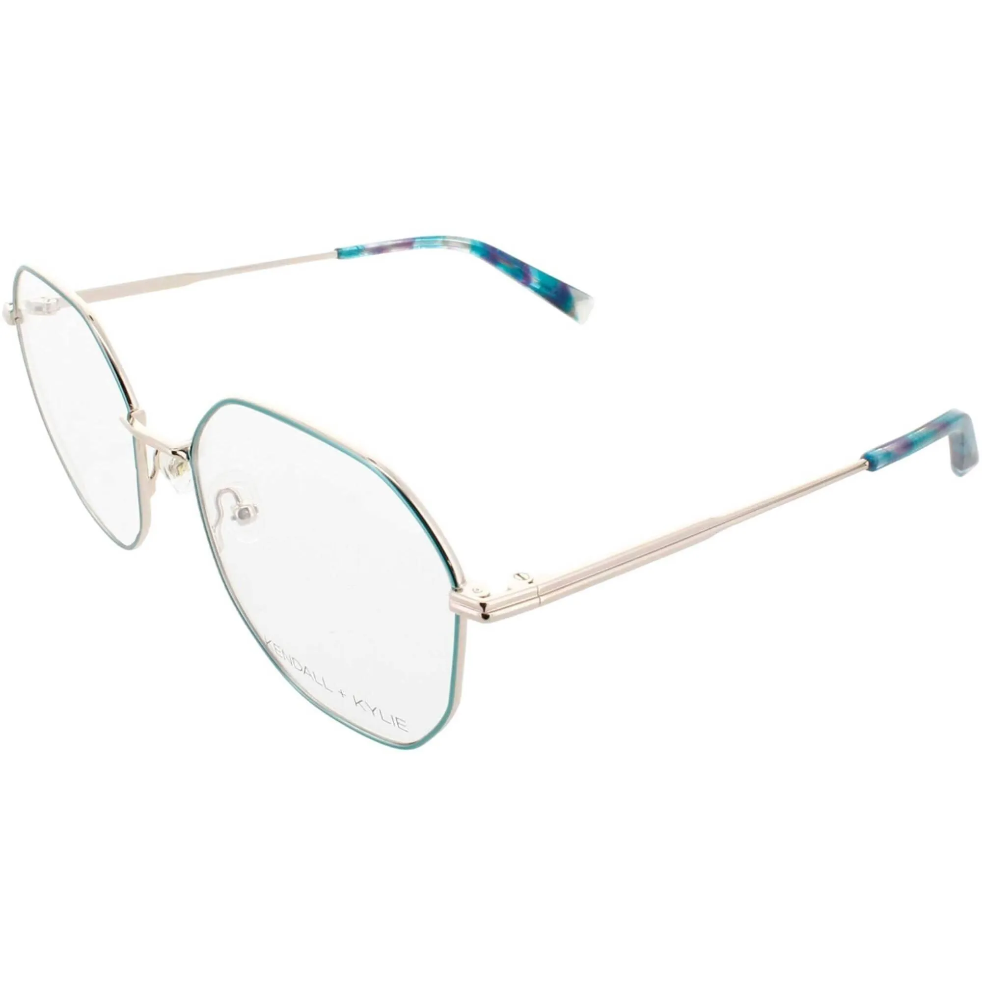 Kendall   Kylie Women's Eyeglasses - Aqua Metal Geometric Frame Demo Lens | KKO204 444