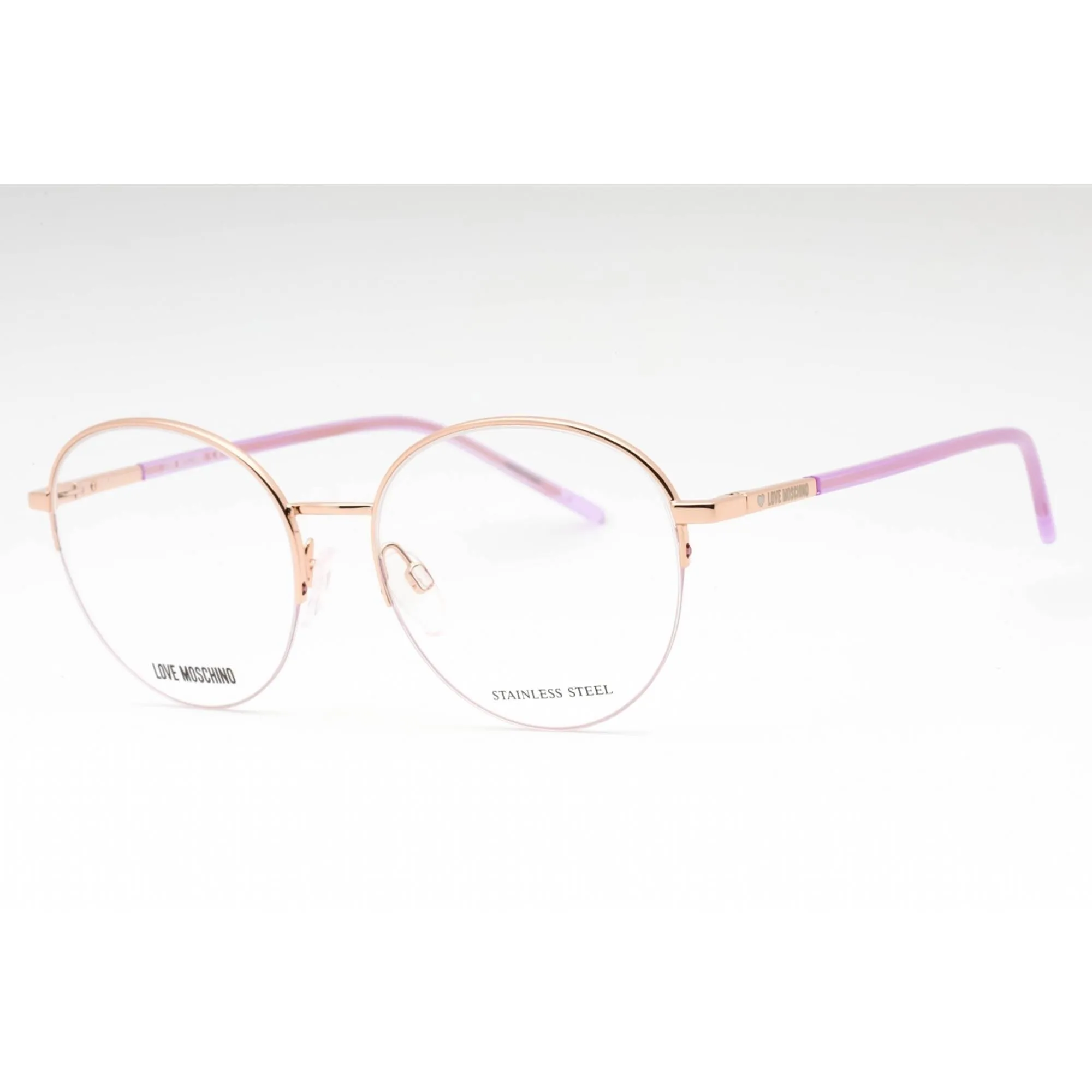 Moschino Love Women's Eyeglasses - Lilac Gold Copper Round Full Rim Frame | MOL569 LTA