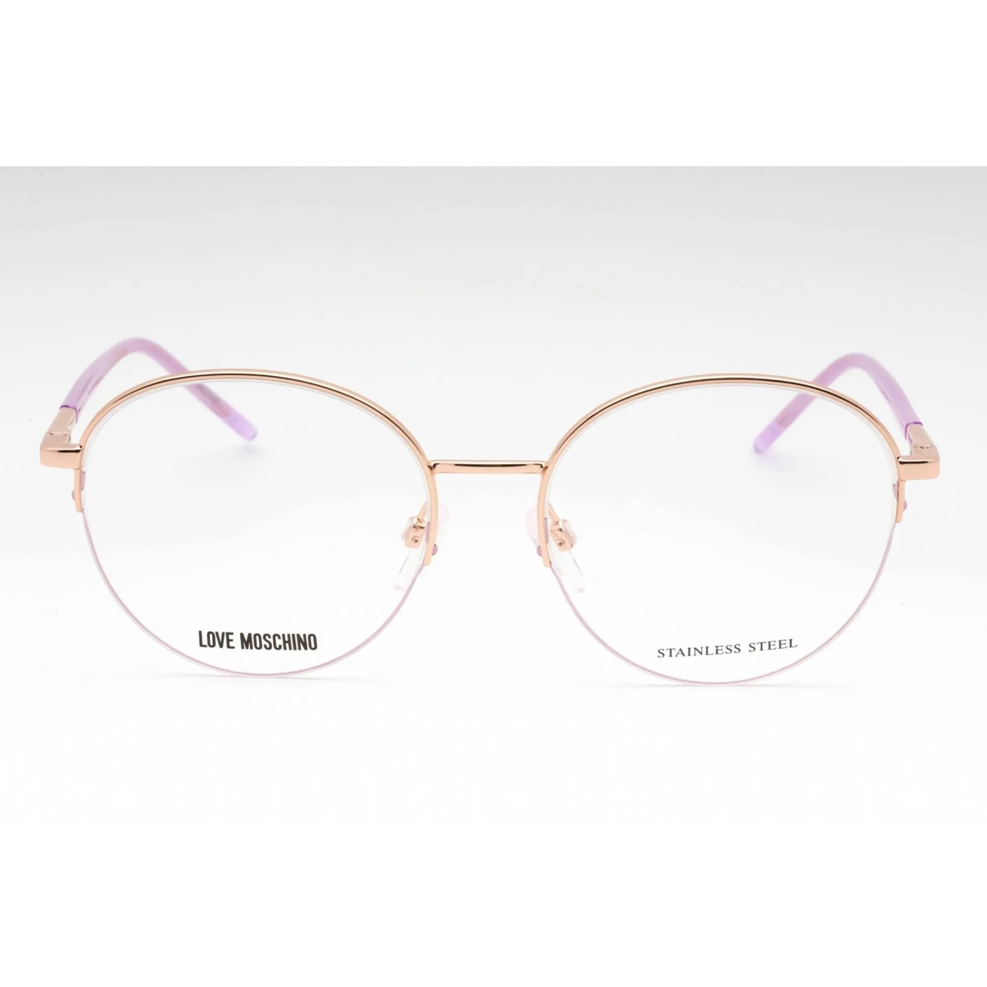 Moschino Love Women's Eyeglasses - Lilac Gold Copper Round Full Rim Frame | MOL569 LTA