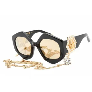 Philipp Plein Women's Sunglasses - Shiny Black Irregular Shape Frame | SPP102S 700G