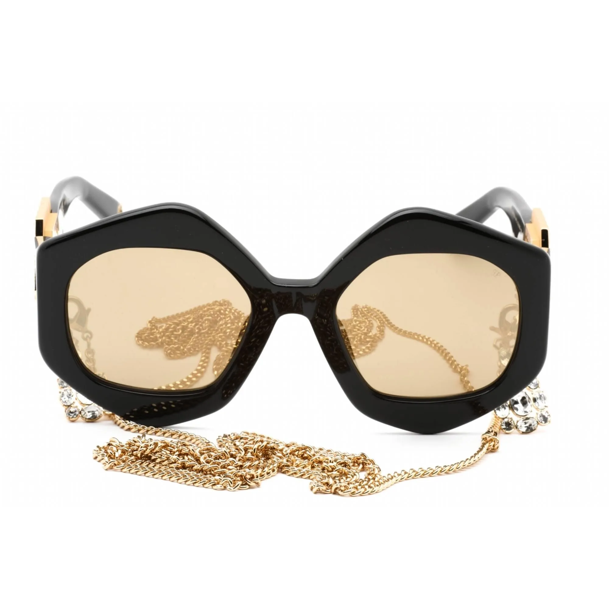 Philipp Plein Women's Sunglasses - Shiny Black Irregular Shape Frame | SPP102S 700G