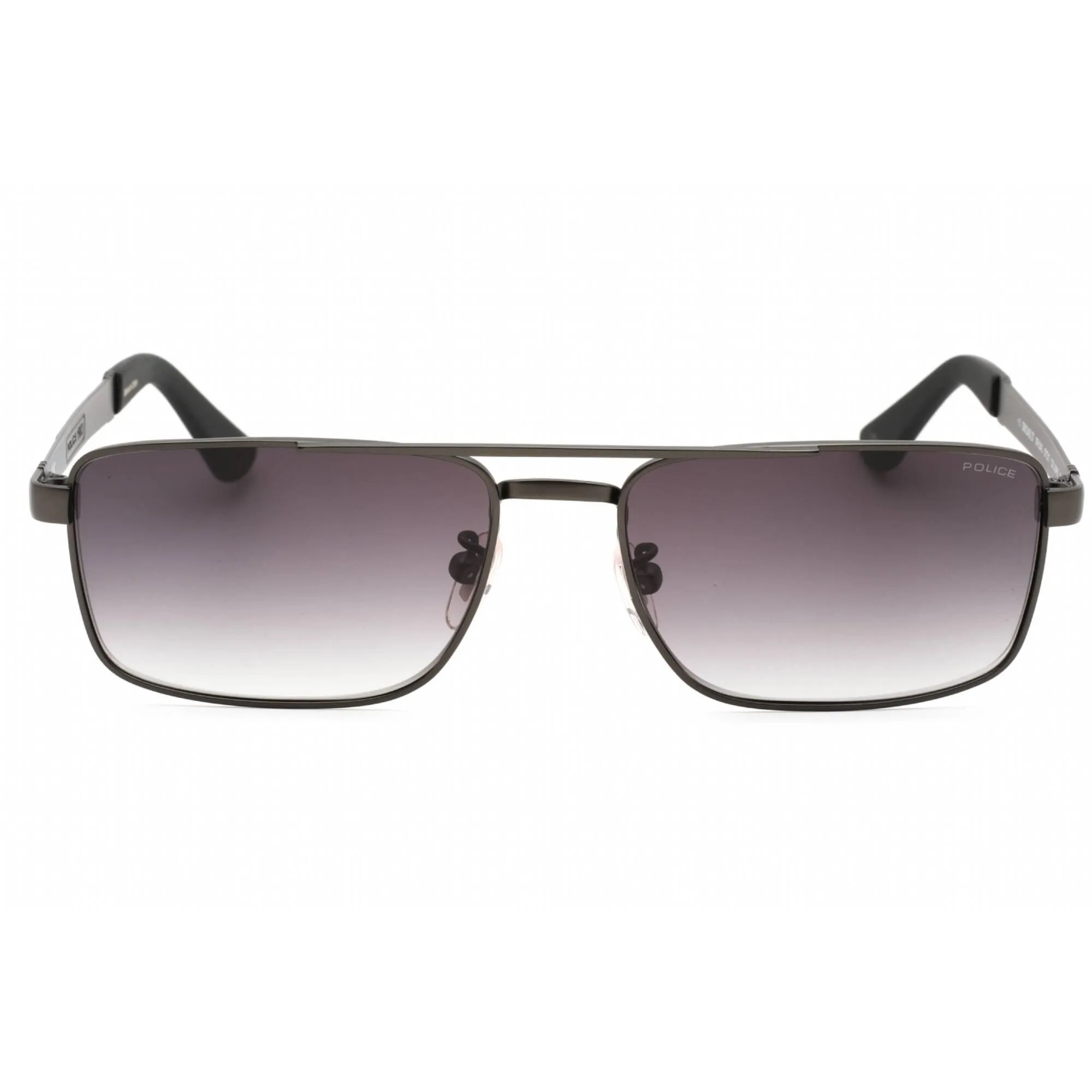 Police Men's Sunglasses - Matte Gunmetal Metal Rectangular Full Rim | SPLB43 08H5