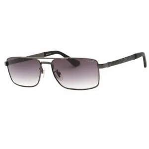 Police Men's Sunglasses - Matte Gunmetal Metal Rectangular Full Rim | SPLB43 08H5
