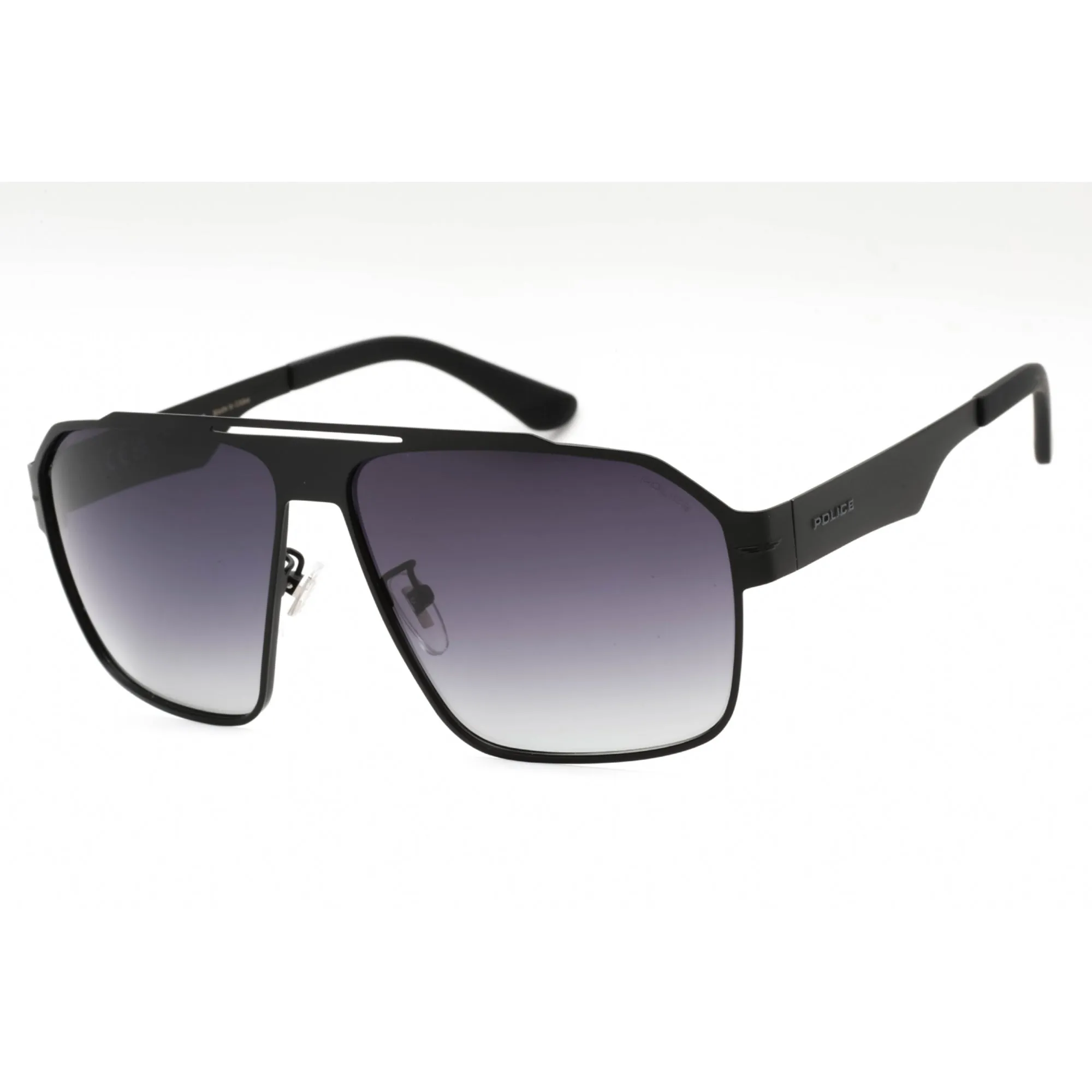 Police Men's Sunglasses - Shiny Black Metal Pilot Shape Full Rim Frame | SPLL08 530P