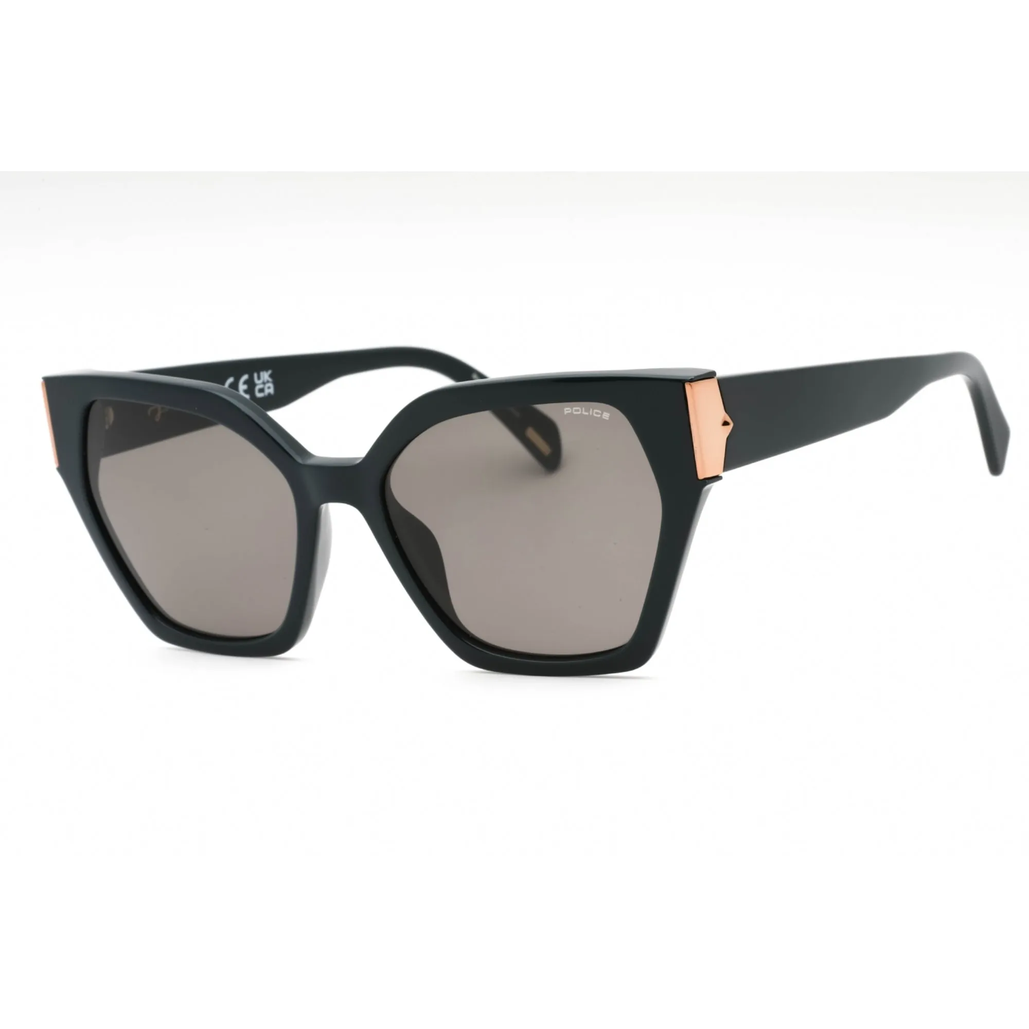 Police Women's Sunglasses - Shiny Dark Green Plastic Cat Eye Shape Frame| SPLL34 06WT