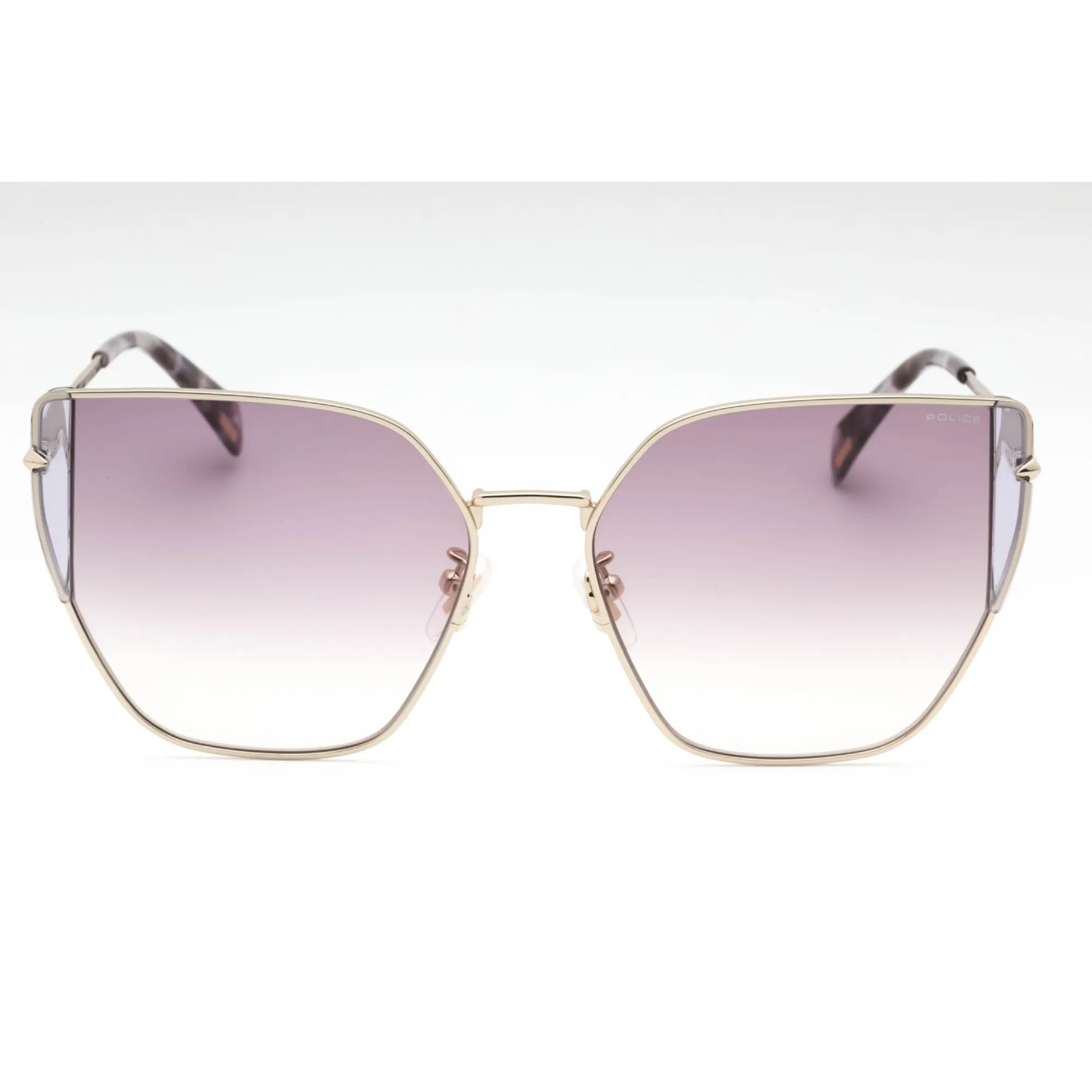 Police Women's Sunglasses - Shiny Light Gold Metal Cat Eye Full Rim | SPLL38 594Y