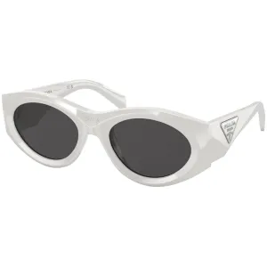 Prada Women's Sunglasses - Talc Plastic Oval Frame Dark Grey Lens | 20ZS 1425S0