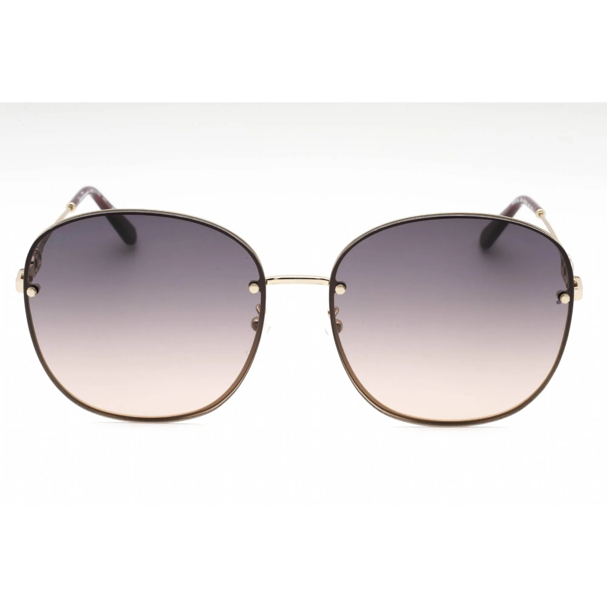 Salvatore Ferragamo Women's Sunglasses - Shiny Gold/Purple Oval Frame | SF281SA 748