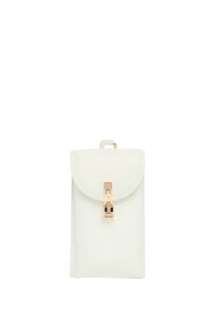 Sunglasses Pouch in Ivory Textured Leather