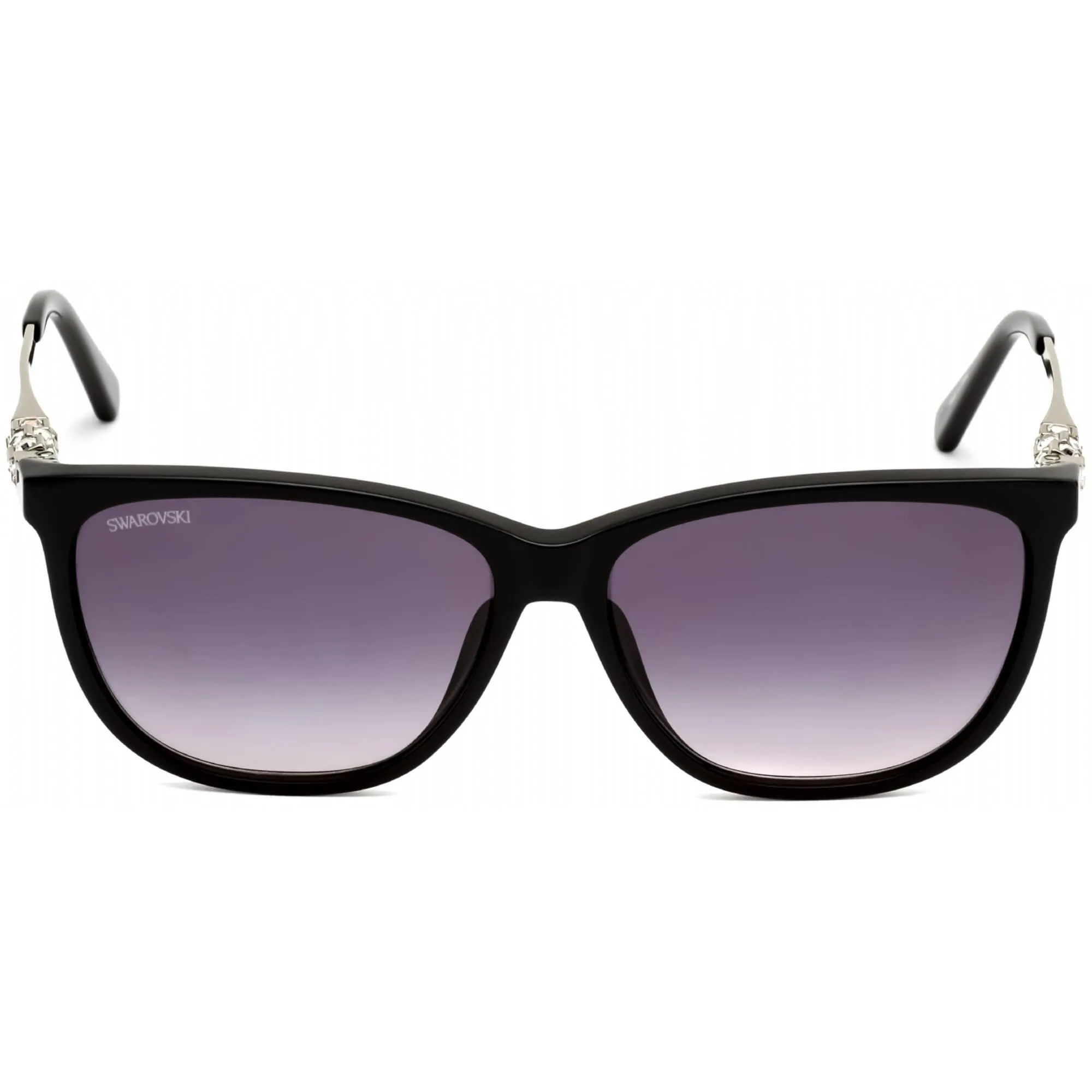 Swarovski Women's Sunglasses - Full Rim Shiny Black Plastic Rectangular | SK0225 01B