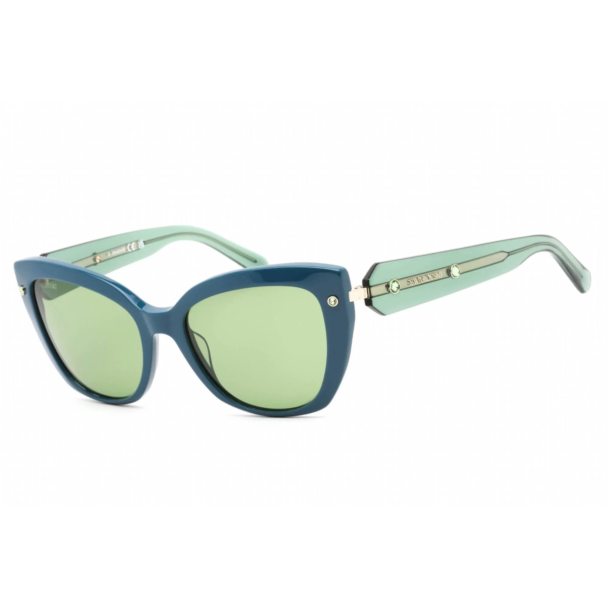 Swarovski Women's Sunglasses - Shiny Dark Green Plastic Cat Eye Frame | SK0391 96N