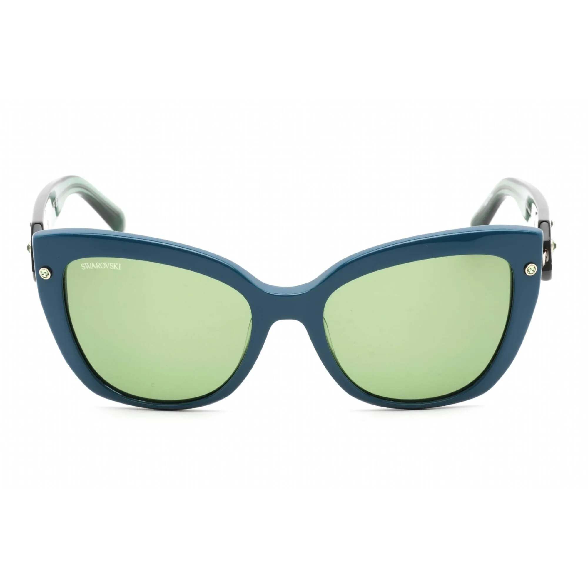 Swarovski Women's Sunglasses - Shiny Dark Green Plastic Cat Eye Frame | SK0391 96N