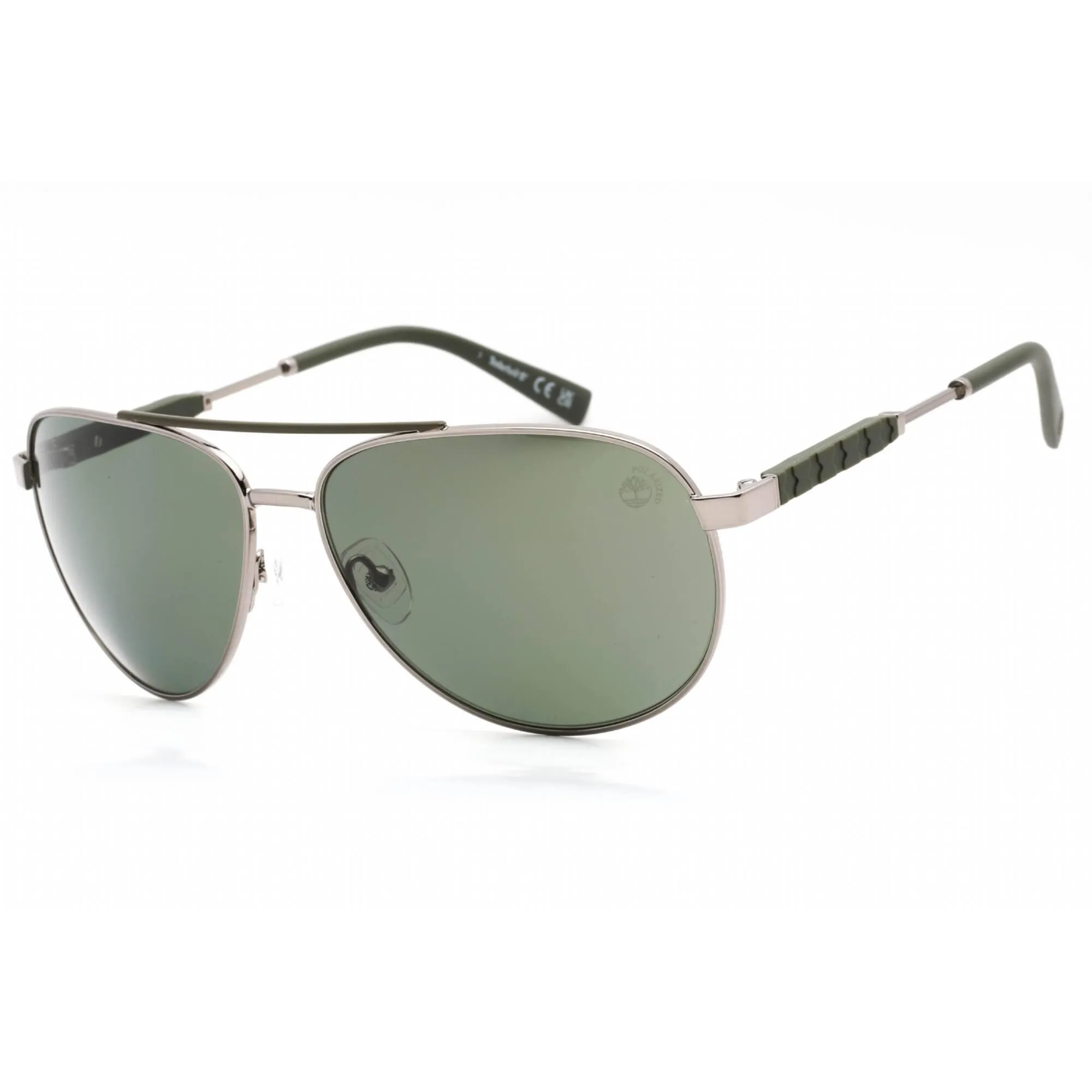 Timberland Men's Sunglasses - Full Rim Shiny Gunmetal Aviator Frame | TB9282 08R