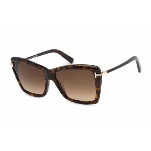Tom Ford Women's Sunglasses - Dark Havana Plastic Cat Eye Shape Frame | FT0849 52F