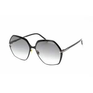 Tom Ford Women's Sunglasses - Shiny Black Metal Geometric Shape Frame | FT0912 01B