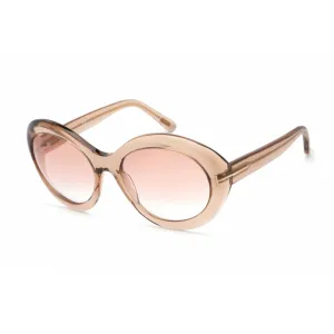 Tom Ford Women's Sunglasses - Shiny Light Brown Plastic Oval Shape Frame | FT0918 45T