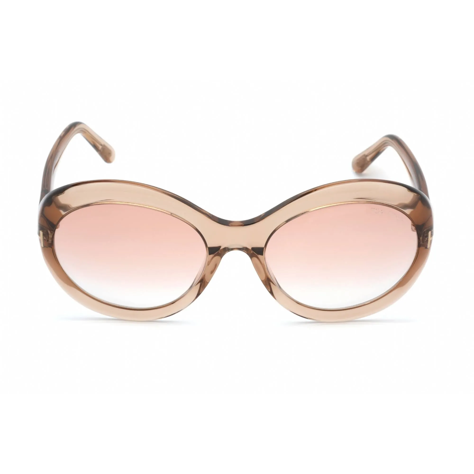 Tom Ford Women's Sunglasses - Shiny Light Brown Plastic Oval Shape Frame | FT0918 45T
