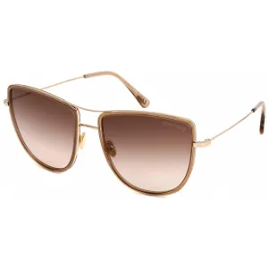 Tom Ford Women's Sunglasses - Shiny Rose Gold Metal Rectangular Frame | FT0759 28F