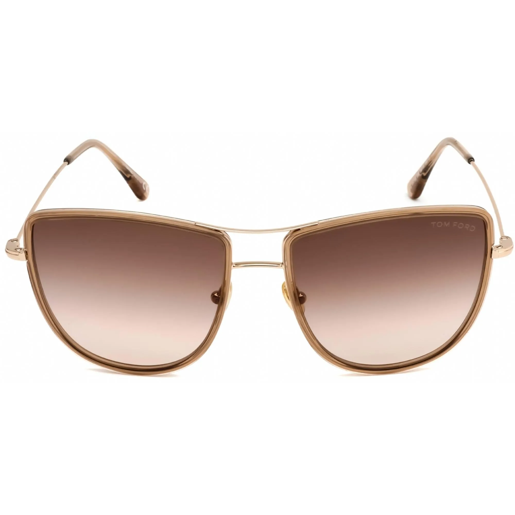 Tom Ford Women's Sunglasses - Shiny Rose Gold Metal Rectangular Frame | FT0759 28F